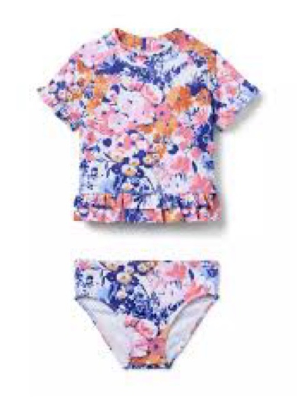 Janie and Jack Floral Ruffle Rash Guard Bikini 3T